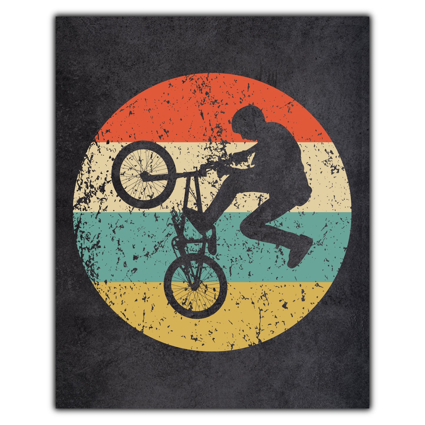BMX Bike Sports Icon Retro 8"x10" Wall Art Print
