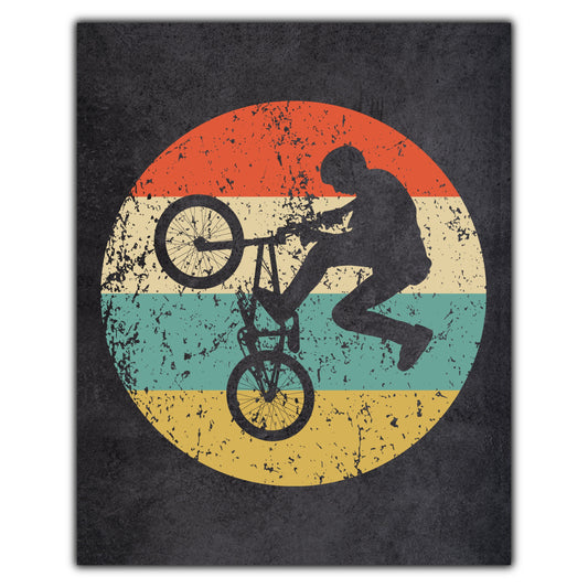 BMX Bike Sports Icon Retro 8"x10" Wall Art Print