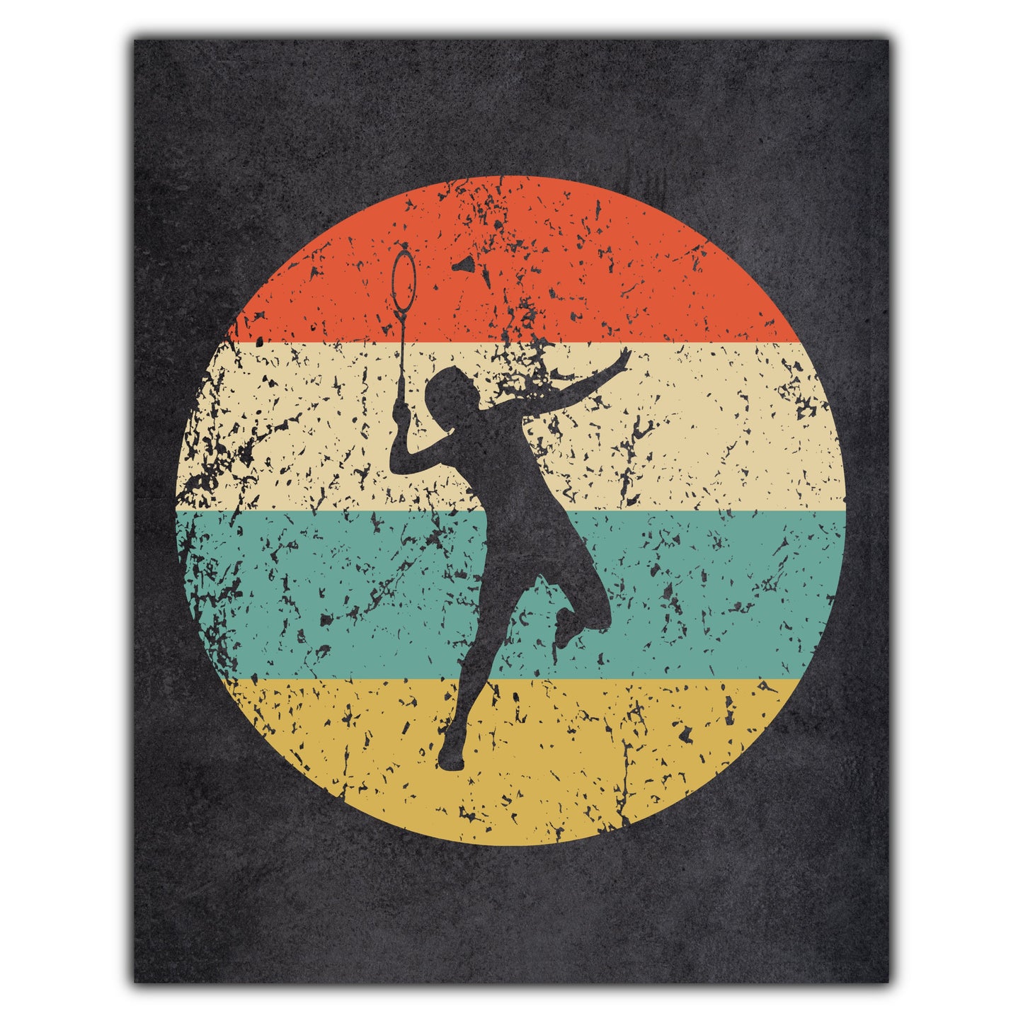 Badminton Player Sports Icon Retro 8"x10" Wall Art Print
