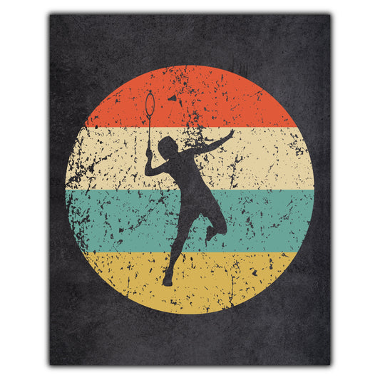 Badminton Player Sports Icon Retro 8"x10" Wall Art Print