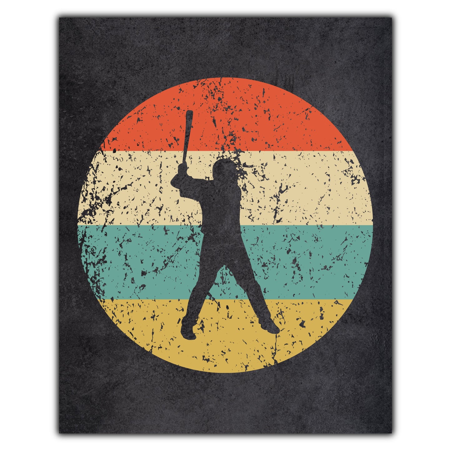 Baseball Player Sports Icon Retro 8"x10" Wall Art Print