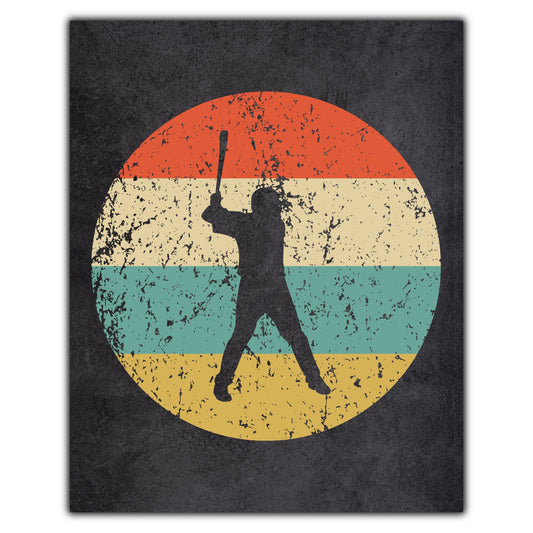 Baseball Player Sports Icon Retro 8"x10" Wall Art Print