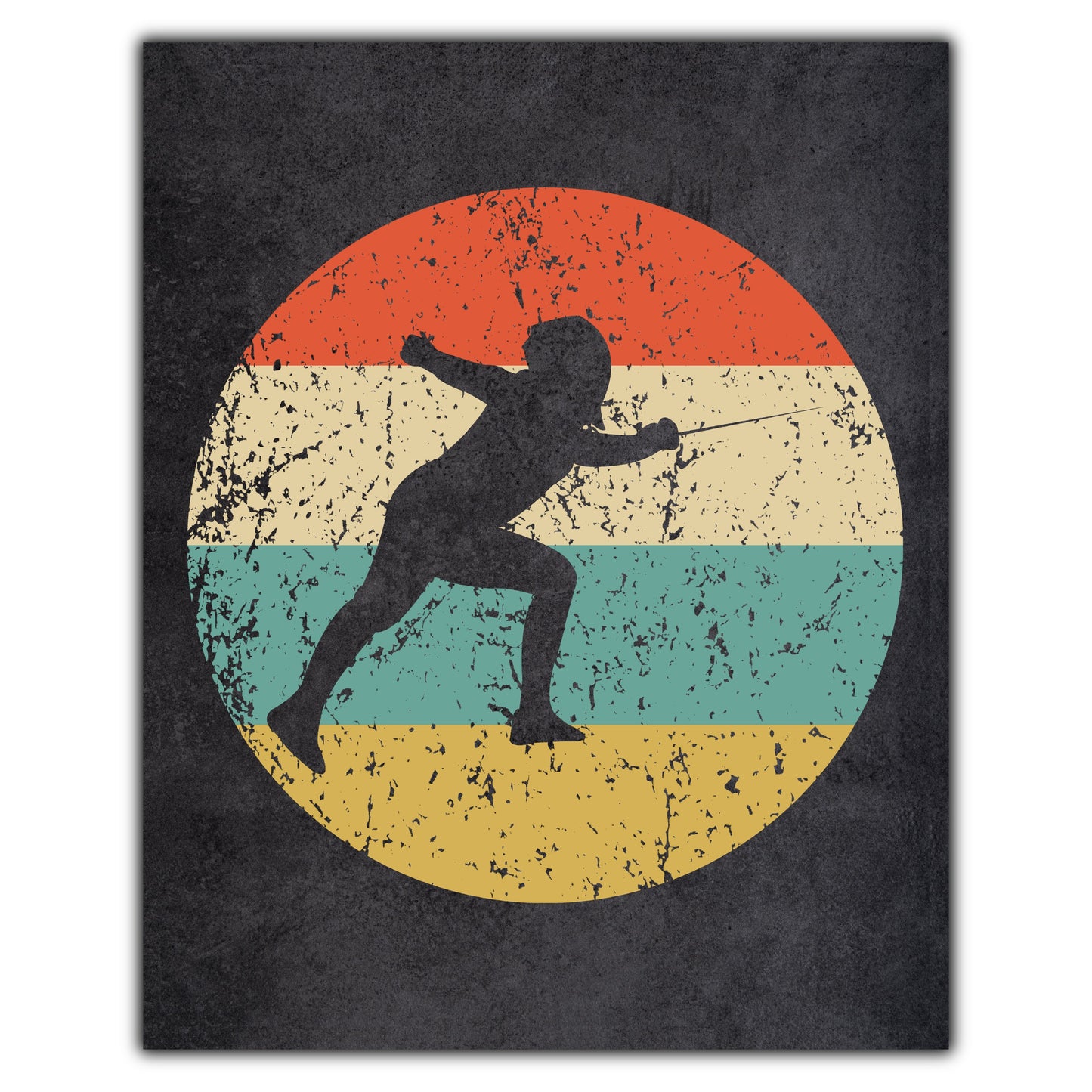 Fencer Fencing Sports Icon Retro 8"x10" Wall Art Print