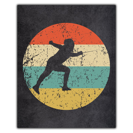 Fencer Fencing Sports Icon Retro 8"x10" Wall Art Print