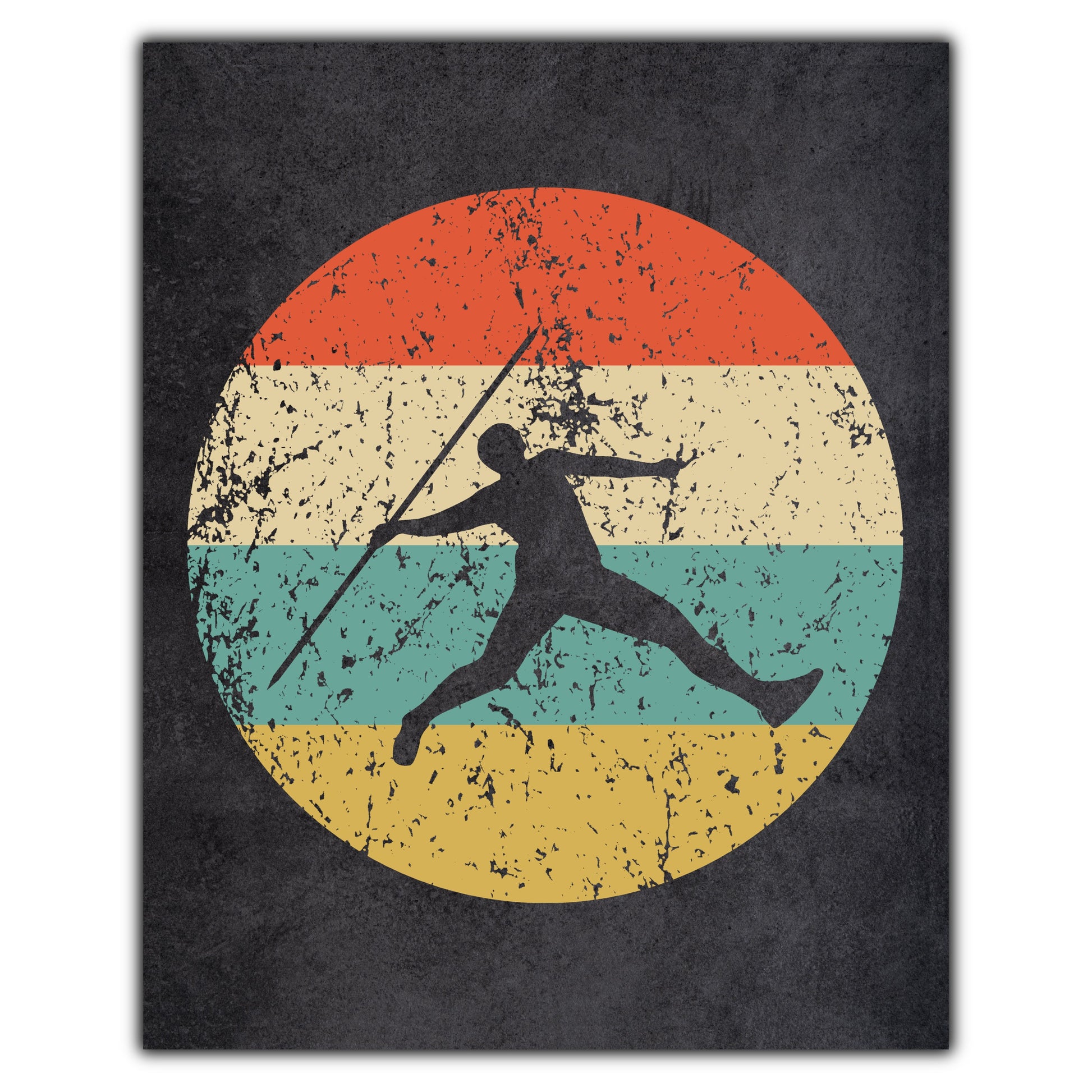 Javelin Throw Track and Field Sports Icon Retro 8"x10" Wall Art Print