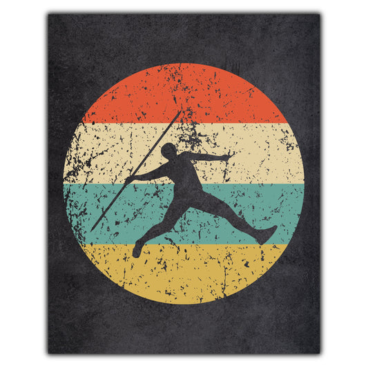 Javelin Throw Track and Field Sports Icon Retro 8"x10" Wall Art Print