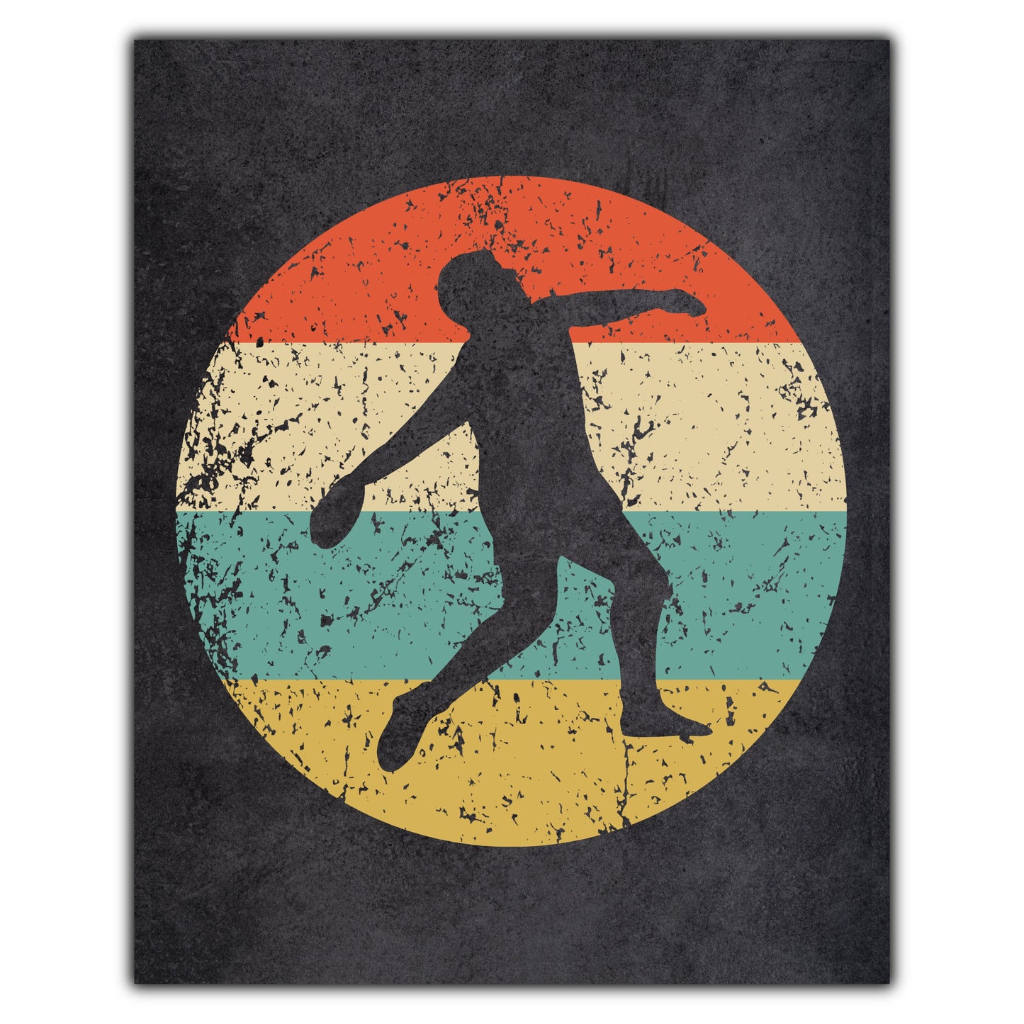 Discus Throw Track and Field Sports Icon Retro 8"x10" Wall Art Print