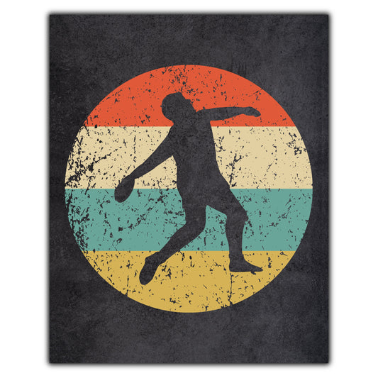 Discus Throw Track and Field Sports Icon Retro 8"x10" Wall Art Print