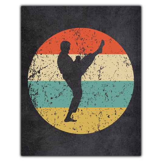 Karate Kick Martial Arts Sports Icon Retro 8"x10" Wall Art Print