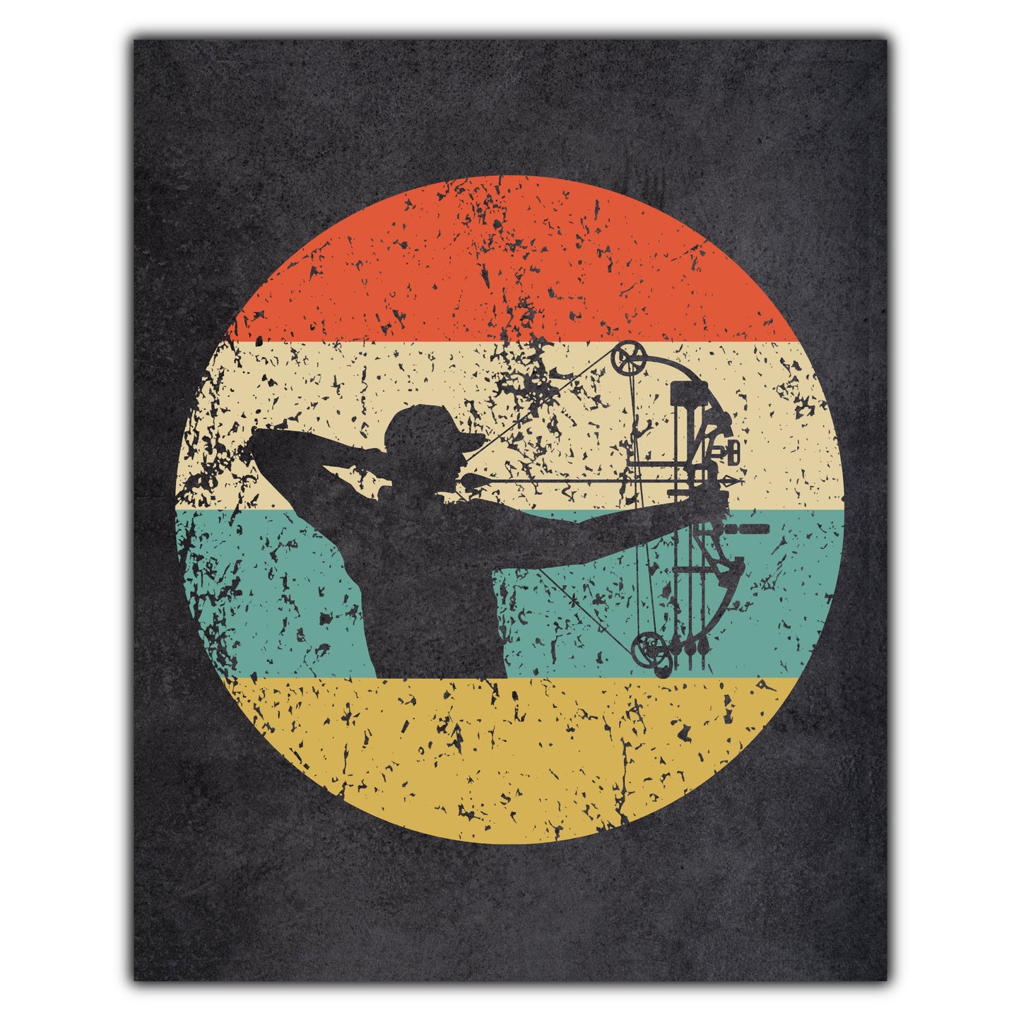 Bow Hunting Sports Icon Retro 8"x10" Wall Art Print