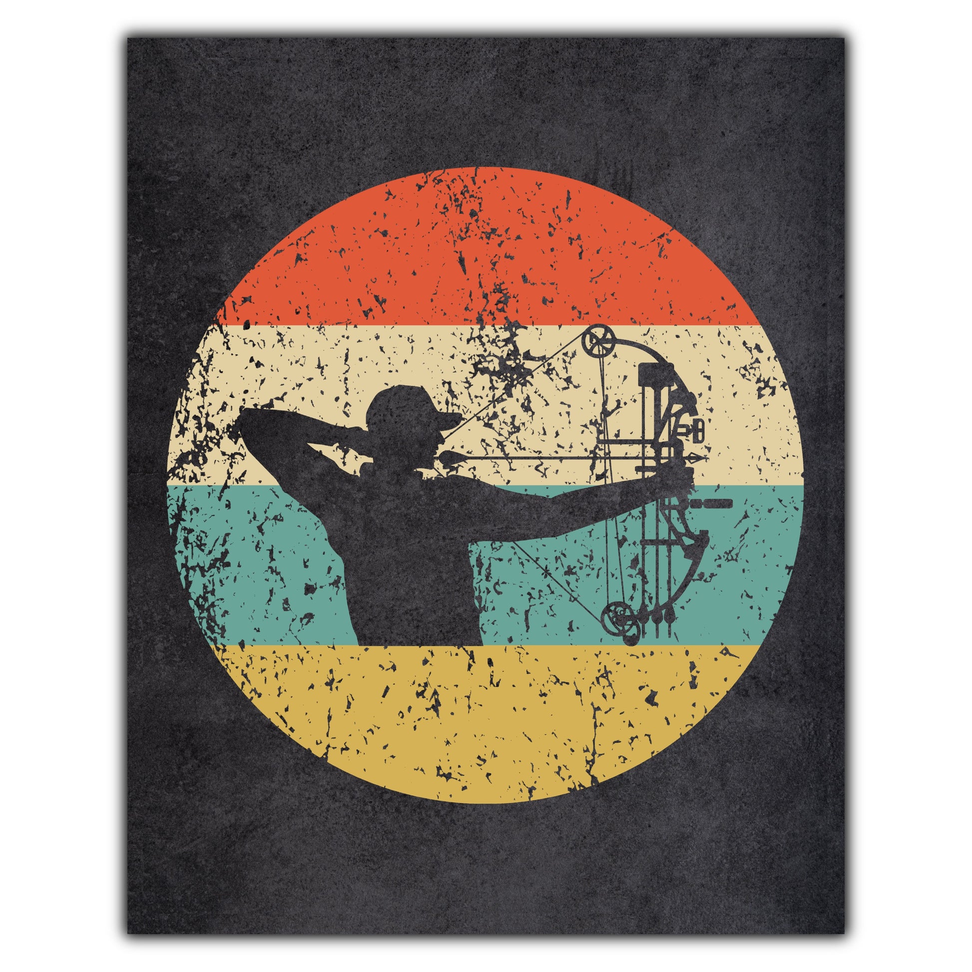 Bow Hunting Sports Icon Retro 8"x10" Wall Art Print