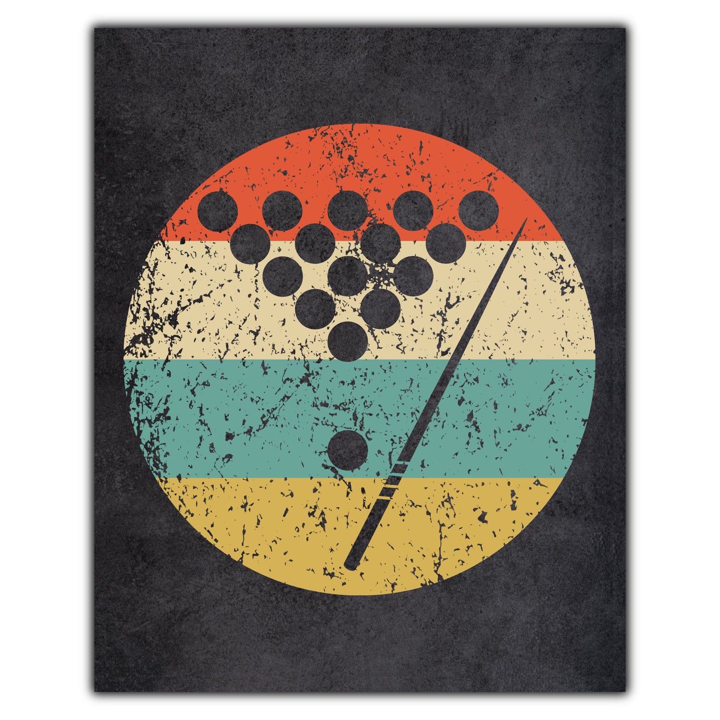 Billiards Pool Rack Sports Icon Retro 8"x10" Wall Art Print