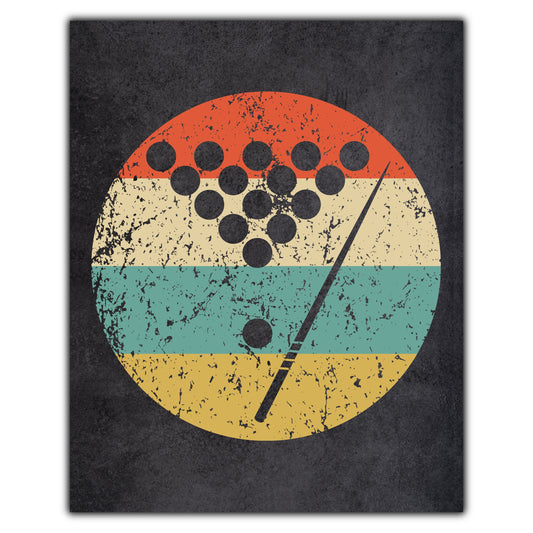 Billiards Pool Rack Sports Icon Retro 8"x10" Wall Art Print