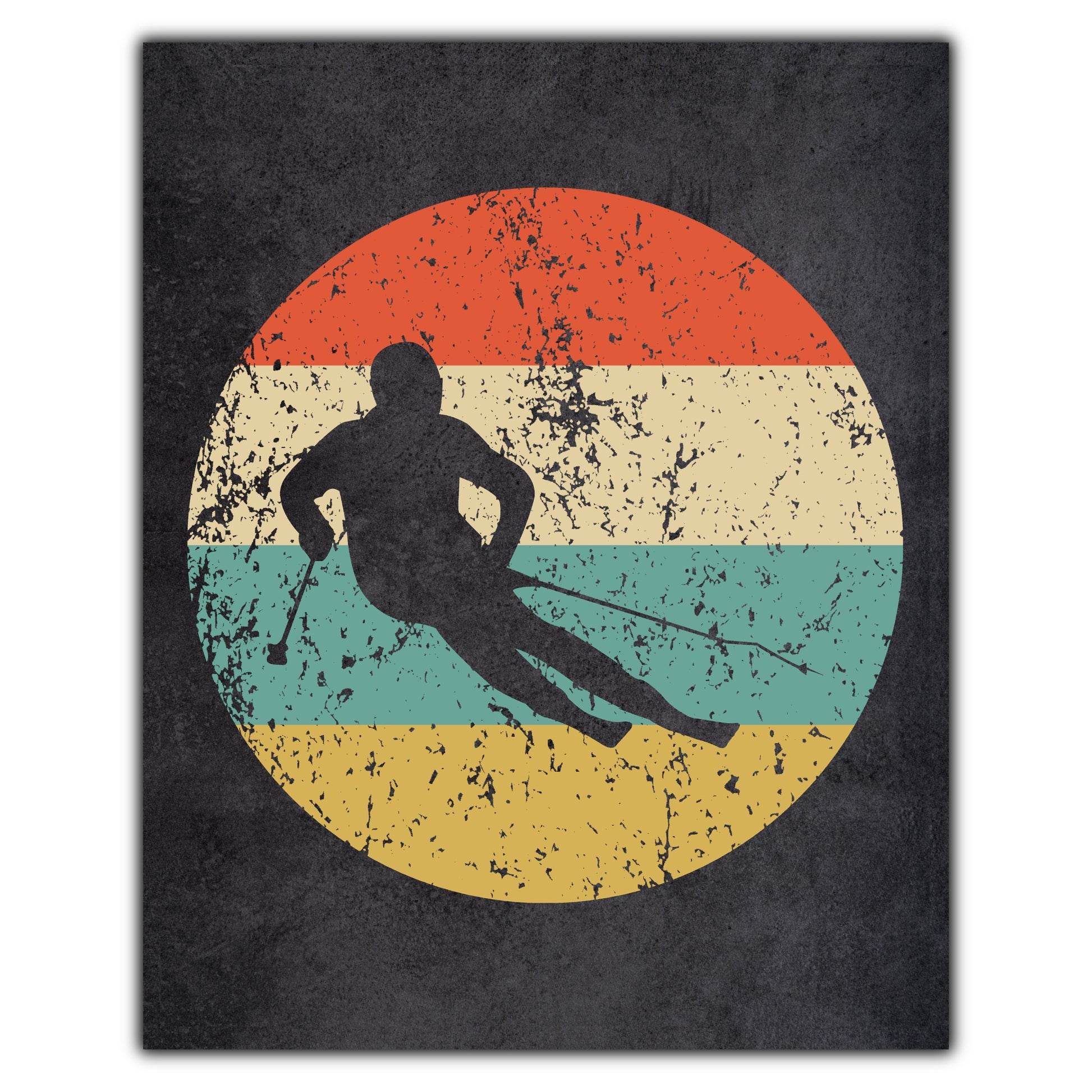 Downhill Skiing Sports Icon Retro 8"x10" Wall Art Print