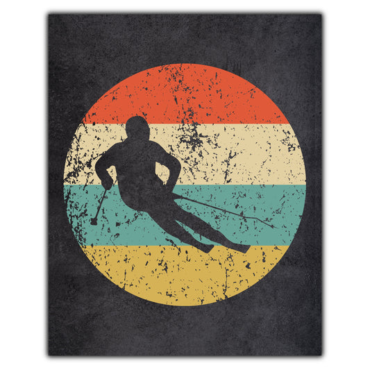 Downhill Skiing Sports Icon Retro 8"x10" Wall Art Print