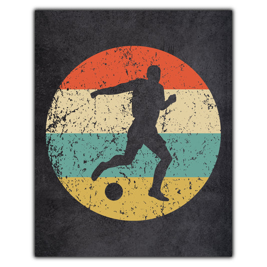 Soccer Player Sports Icon Retro 8"x10" Wall Art Print