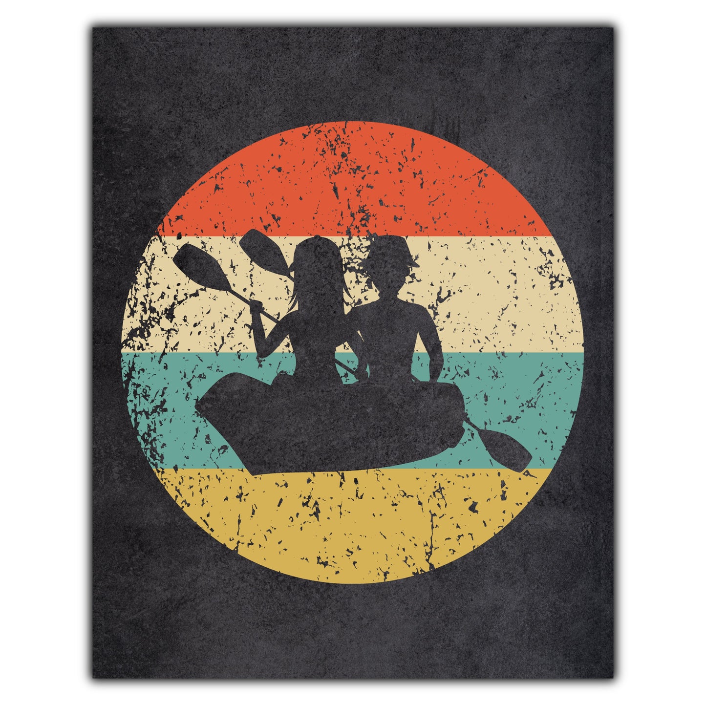 Canoe Icon Retro 8"x10" Wall Art Print