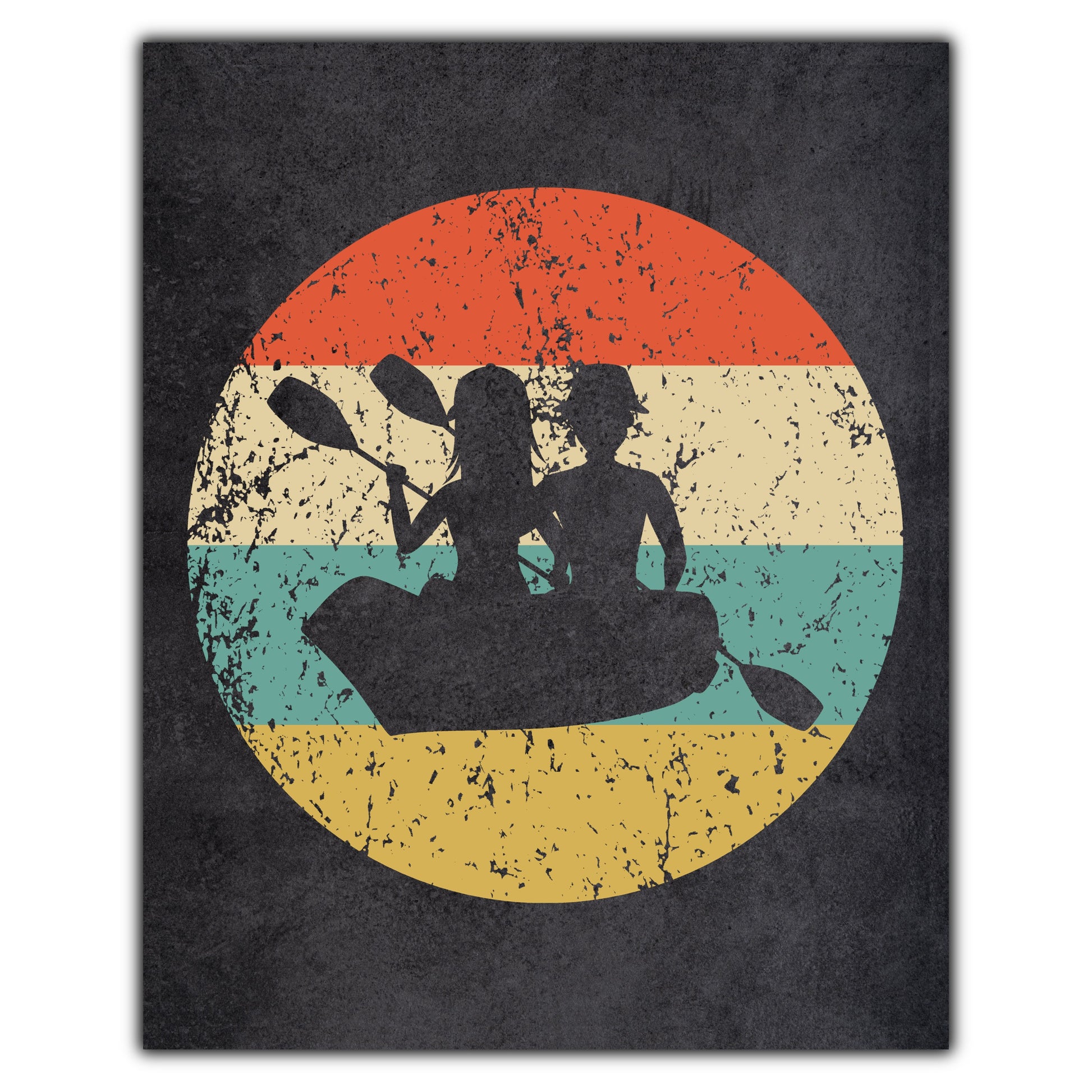Canoe Icon Retro 8"x10" Wall Art Print