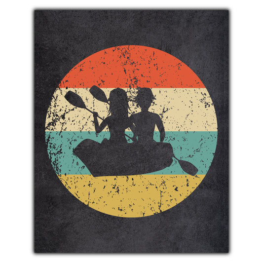 Canoe Icon Retro 8"x10" Wall Art Print