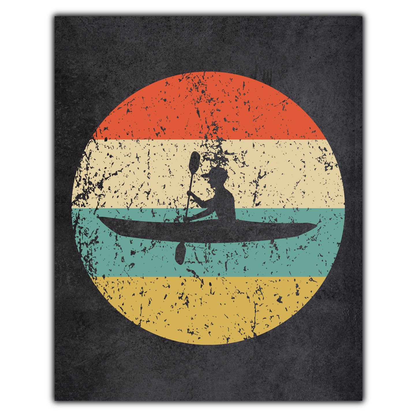 Kayak Kayaking Sports Icon Retro 8"x10" Wall Art Print
