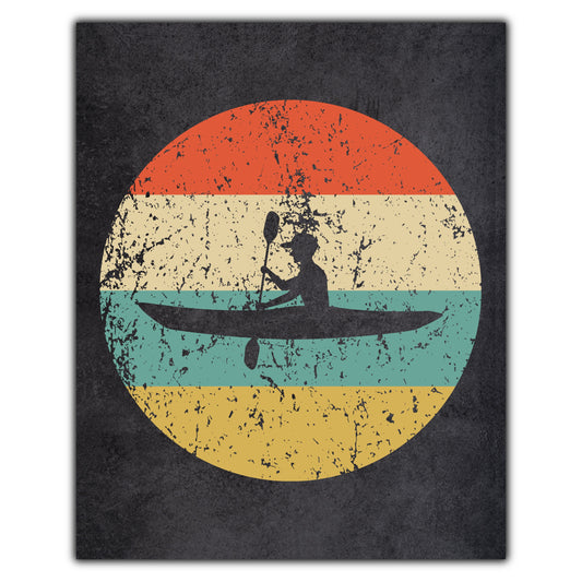 Kayak Kayaking Sports Icon Retro 8"x10" Wall Art Print