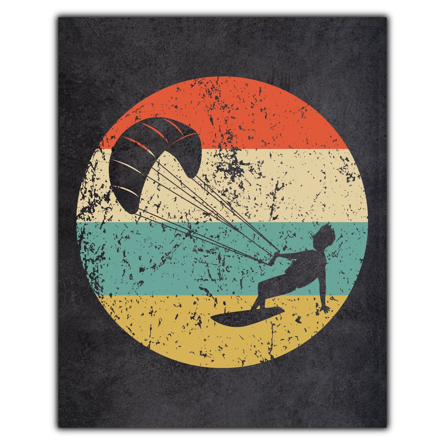 Kite Surfing Sports Icon Retro 8"x10" Wall Art Print