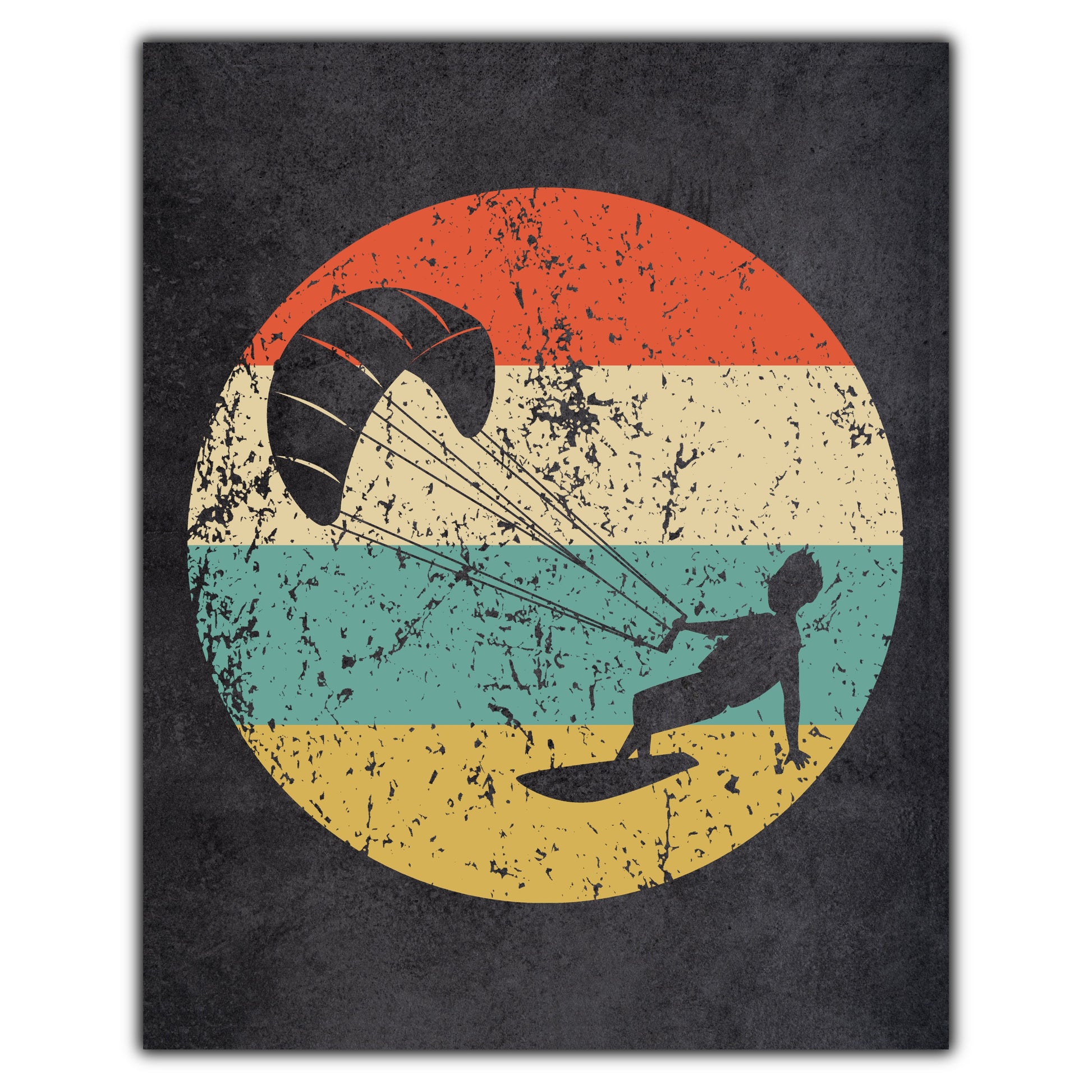 Kite Surfing Sports Icon Retro 8"x10" Wall Art Print