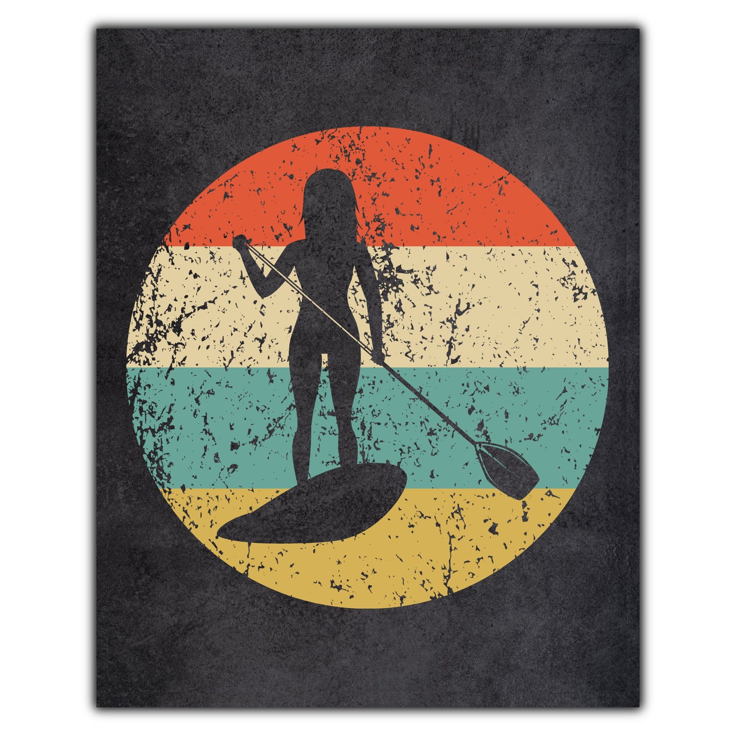 Paddleboarding Sports Icon Retro 8"x10" Wall Art Print