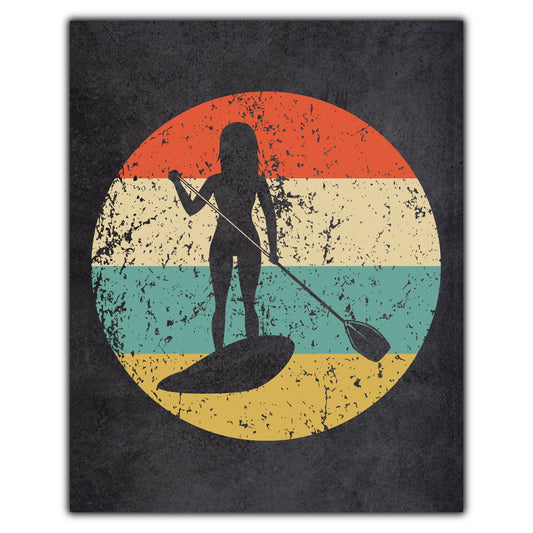 Paddleboarding Sports Icon Retro 8"x10" Wall Art Print