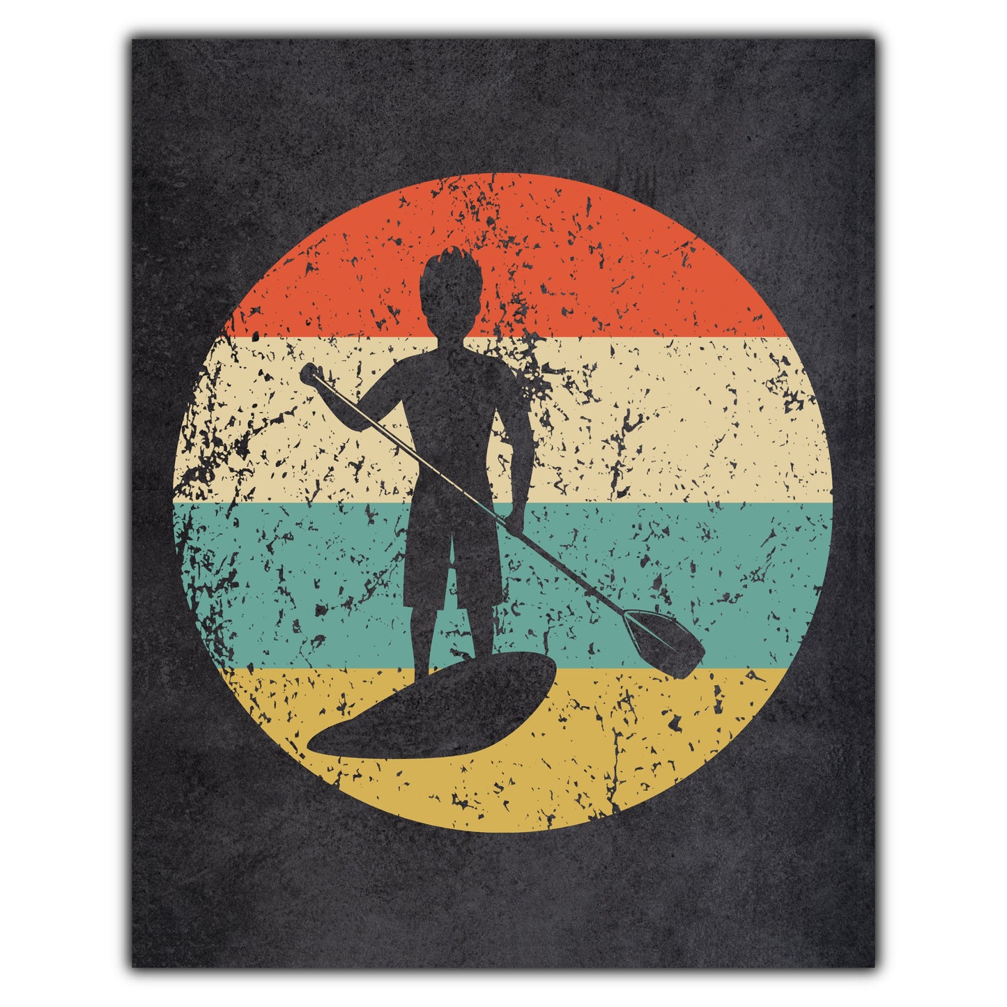 Paddleboarding Sports Icon Retro 8"x10" Wall Art Print