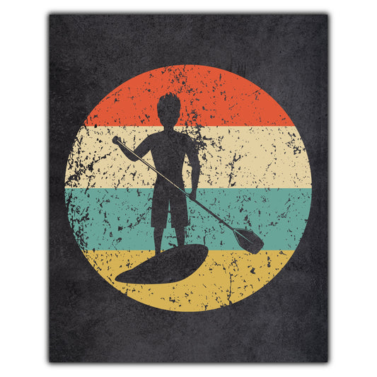 Paddleboarding Sports Icon Retro 8"x10" Wall Art Print