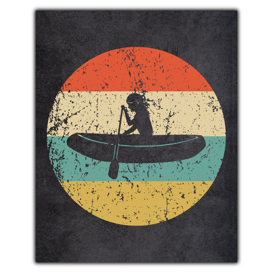 White Water Rafting Icon Retro 8"x10" Wall Art Print