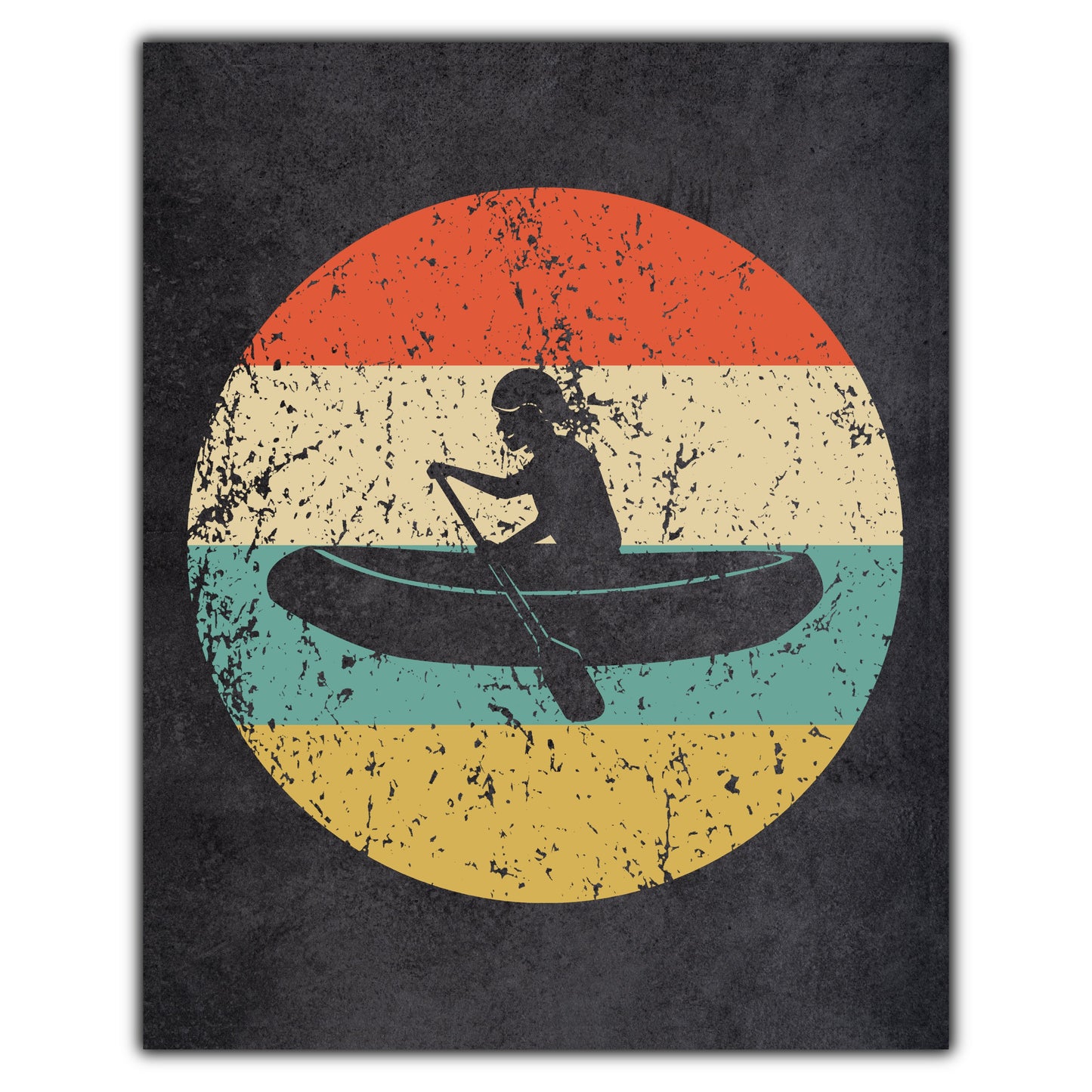 White Water Rafting Icon Retro 8"x10" Wall Art Print