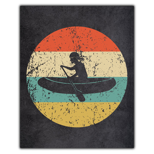 White Water Rafting Icon Retro 8"x10" Wall Art Print