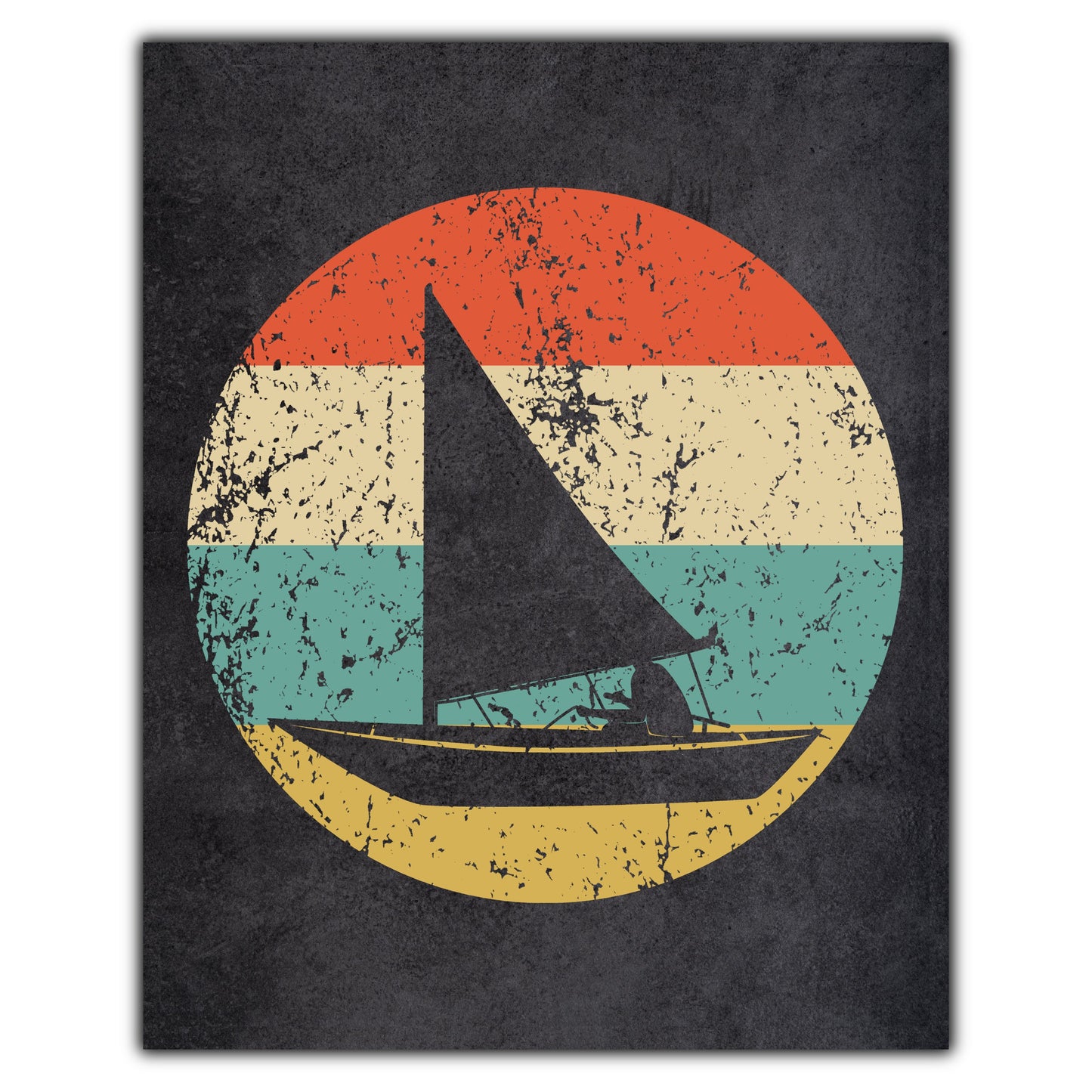 Sailing Sail Boat Icon Retro 8"x10" Wall Art Print