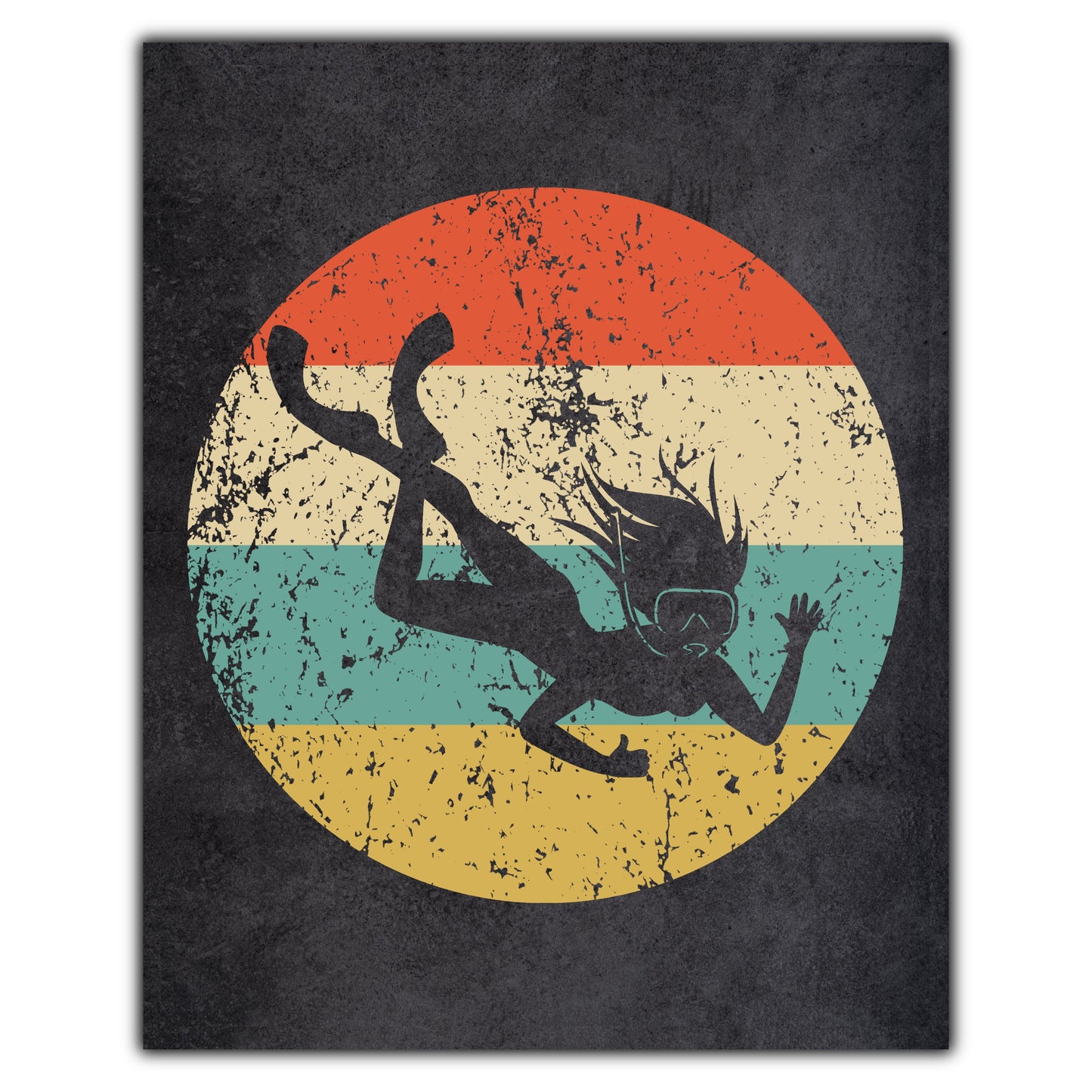 Snorkeling Icon Retro 8"x10" Wall Art Print