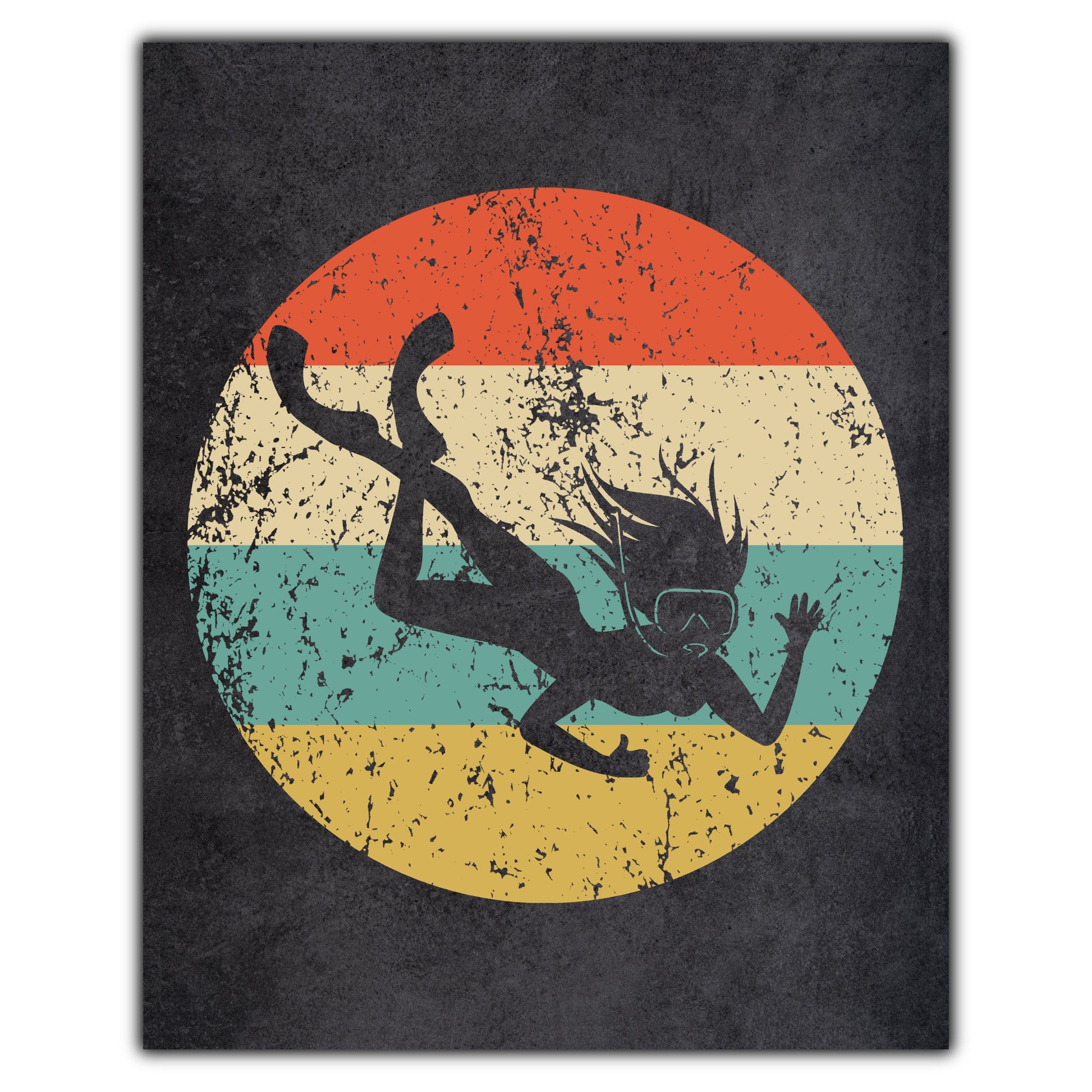 Snorkeling Icon Retro 8"x10" Wall Art Print