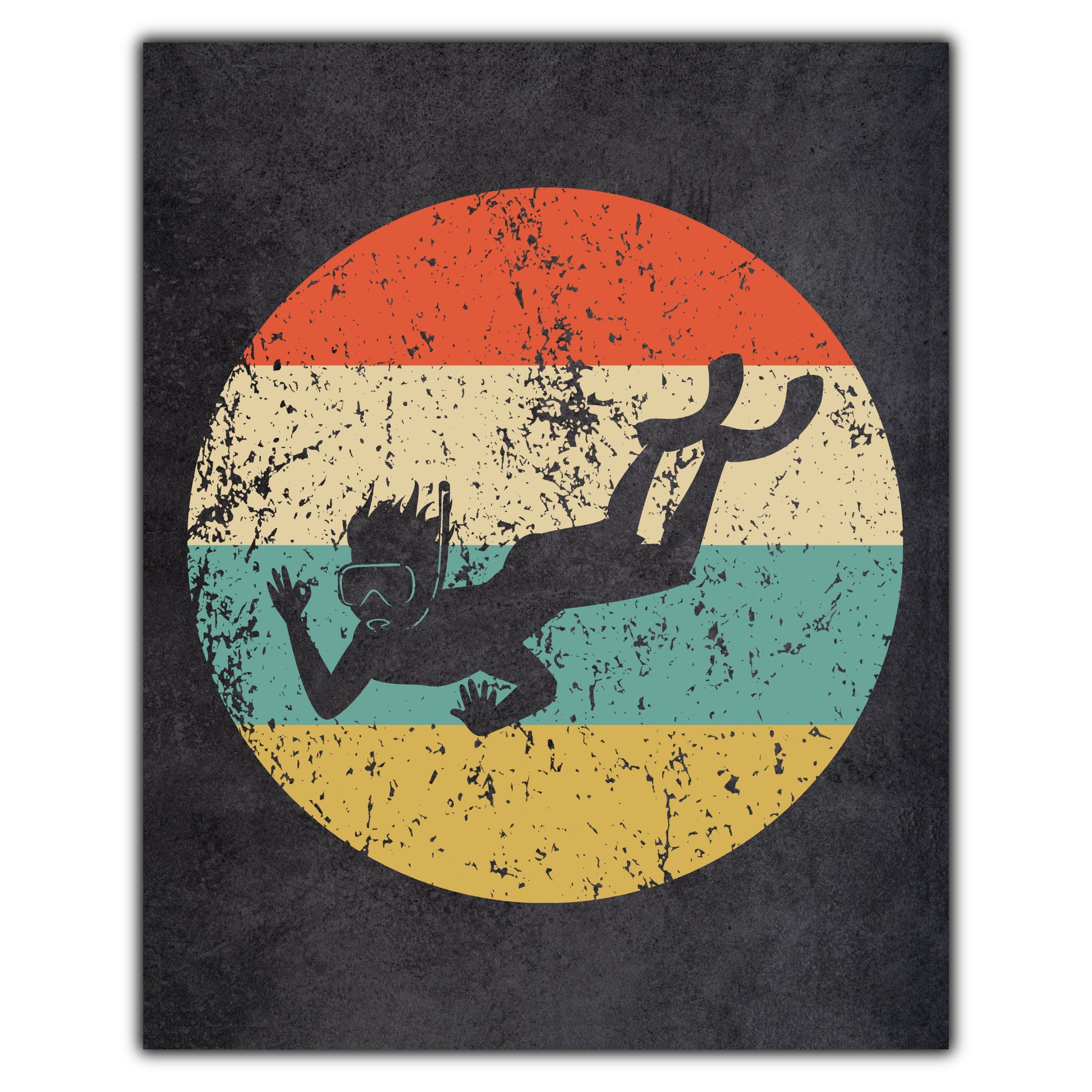 Snorkeling Icon Retro 8"x10" Wall Art Print