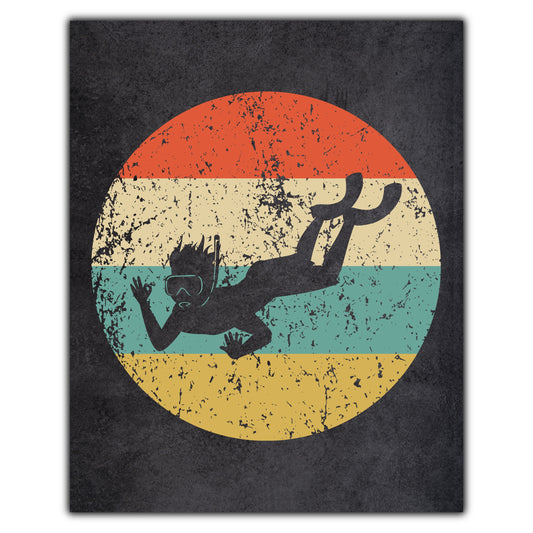 Snorkeling Icon Retro 8"x10" Wall Art Print