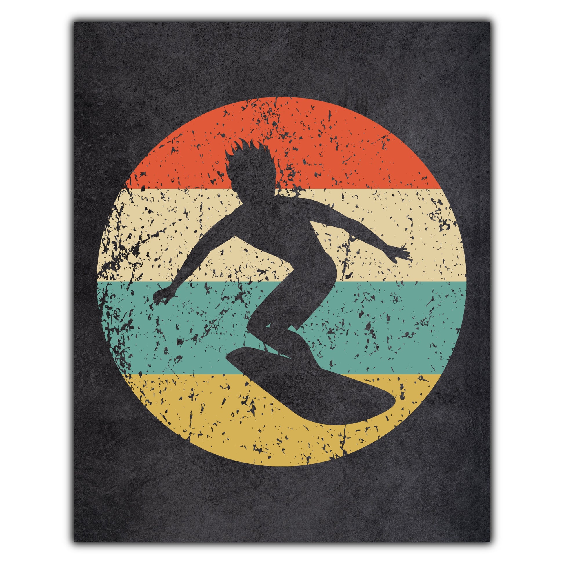 Surfer Surfing Icon Retro 8"x10" Wall Art Print