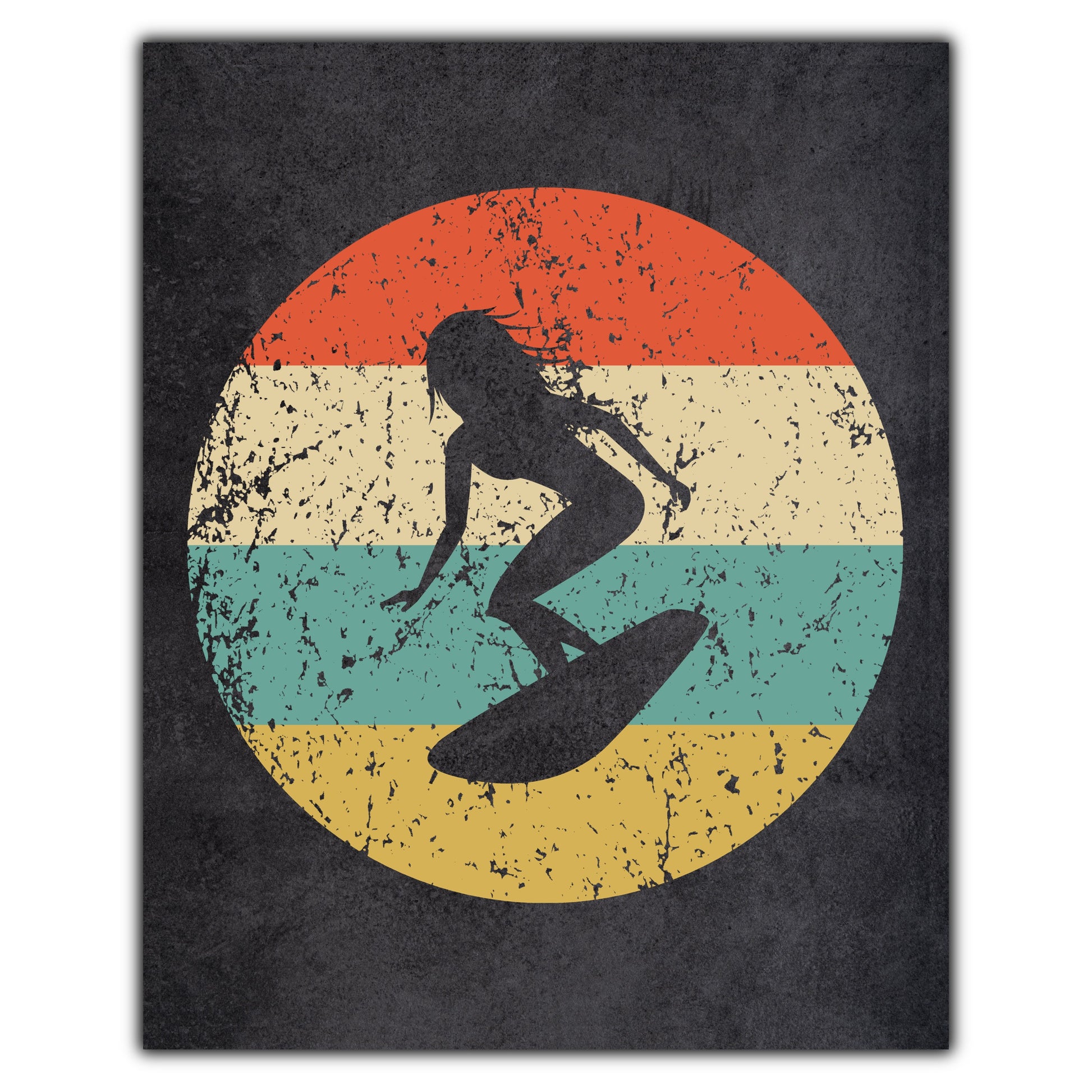 Surfer Surfing Icon Retro 8"x10" Wall Art Print