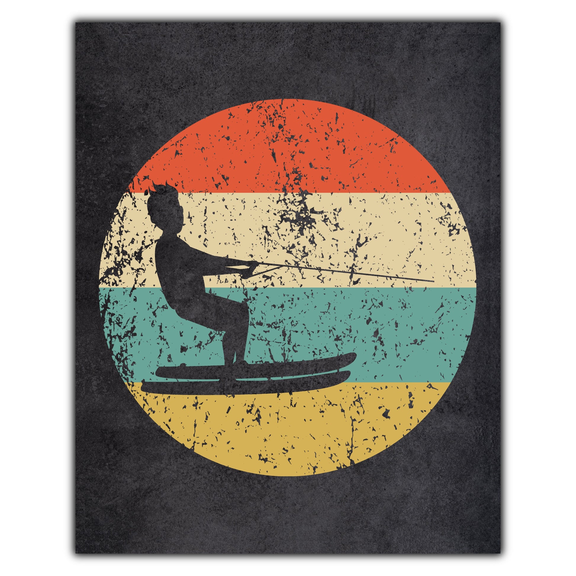 Waterskiing Icon Retro 8"x10" Wall Art Print