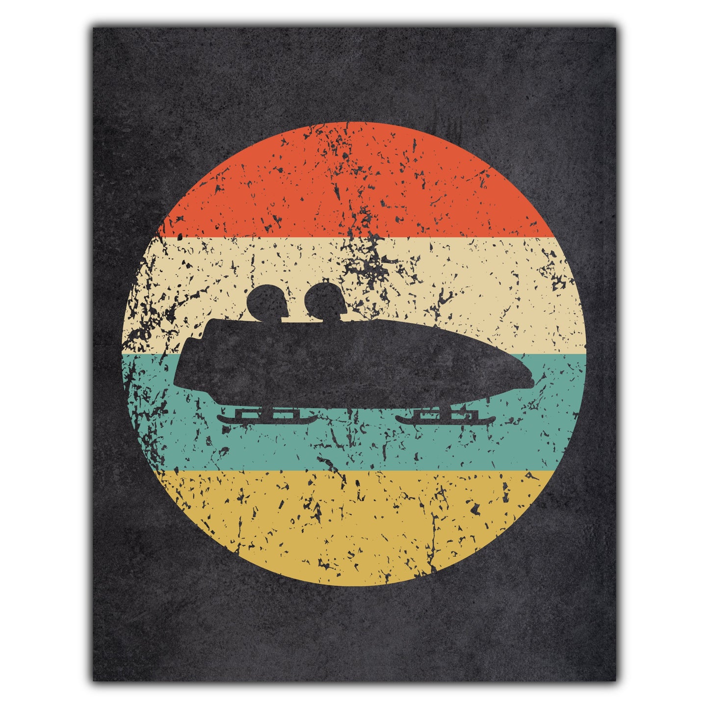 Bobsledding Bobsled Sports Icon Retro 8"x10" Wall Art Print