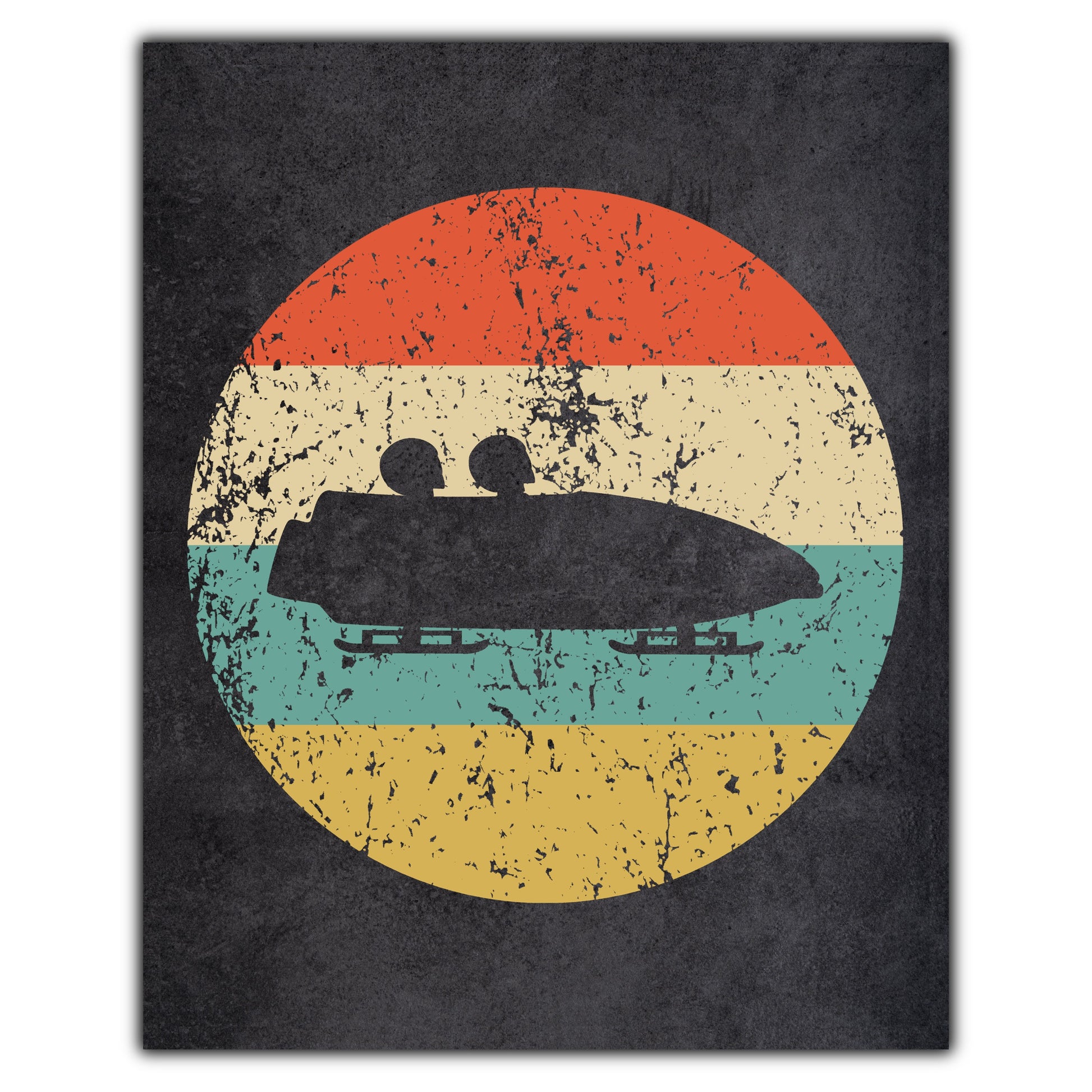 Bobsledding Bobsled Sports Icon Retro 8"x10" Wall Art Print