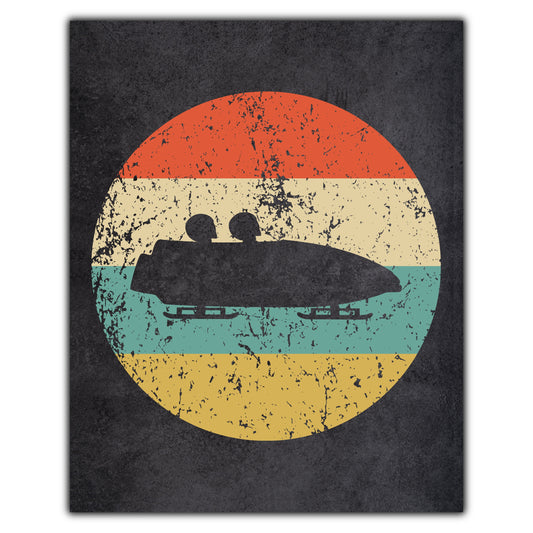 Bobsledding Bobsled Sports Icon Retro 8"x10" Wall Art Print