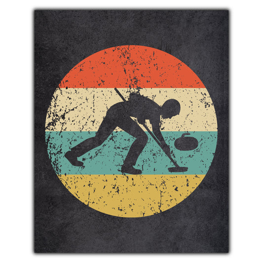 Curler Curling Sports Icon Retro 8"x10" Wall Art Print
