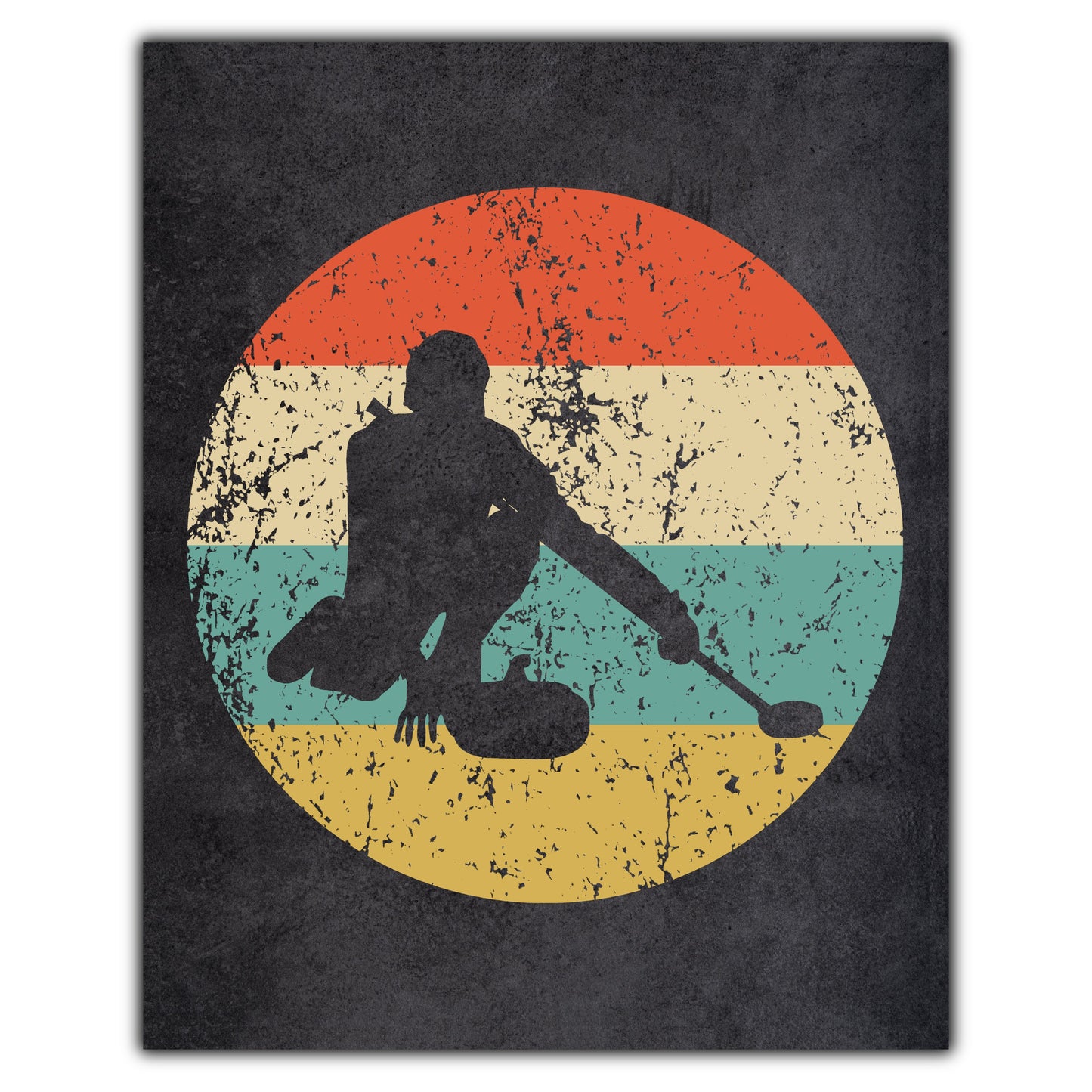 Curler Curling Sports Icon Retro 8"x10" Wall Art Print