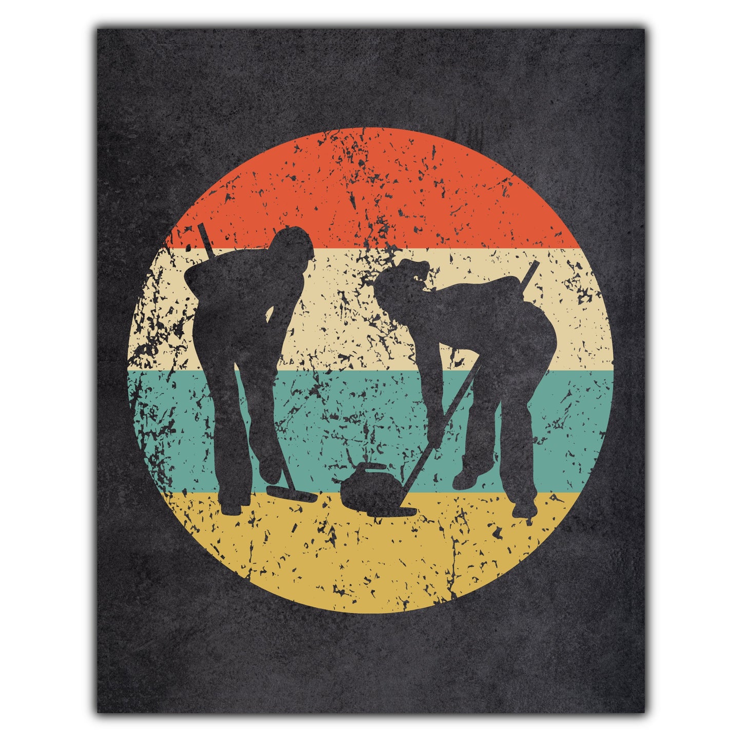 Curlers Curling Sports Icon Retro 8"x10" Wall Art Print