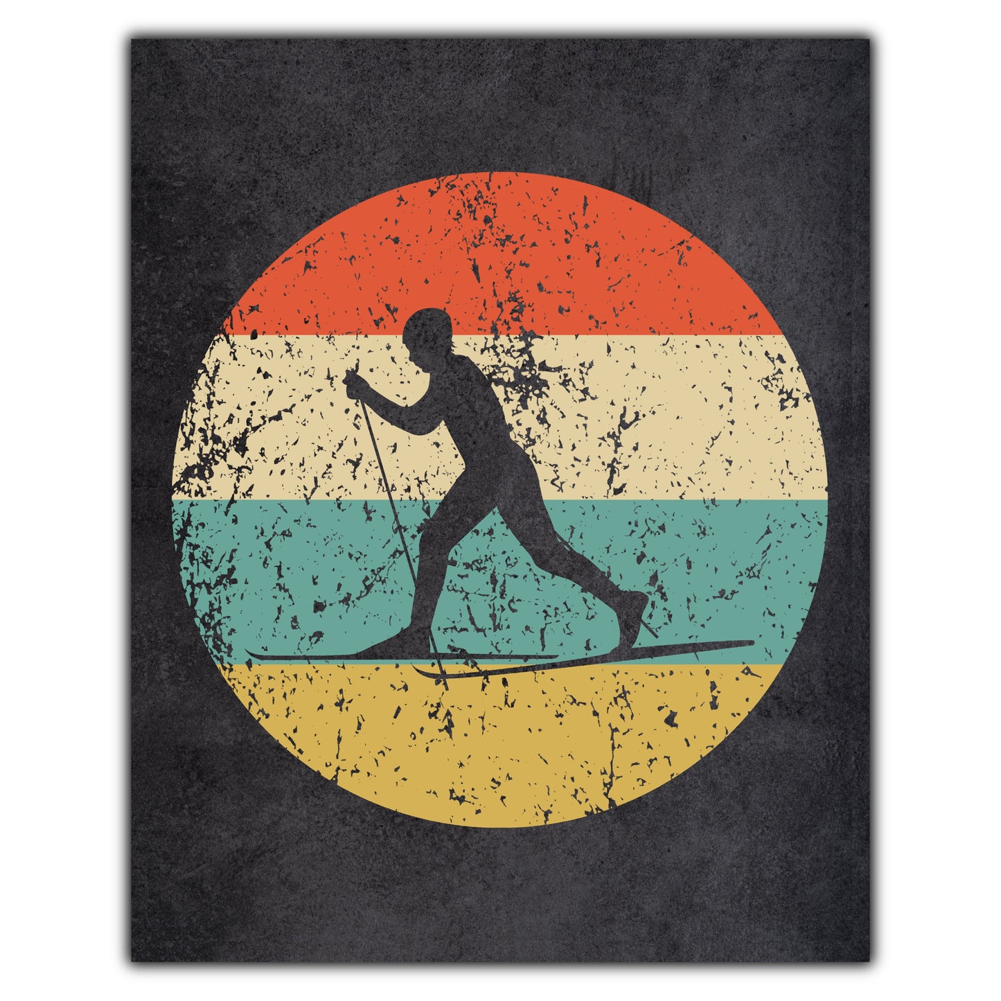 Cross Country Skiing Sports Icon Retro 8"x10" Wall Art Print