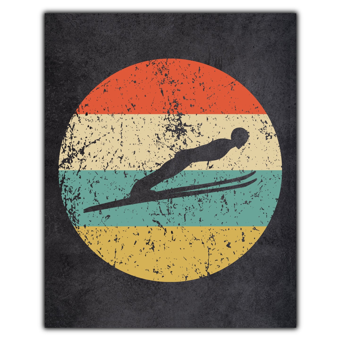 Ski Jumping Sports Icon Retro 8"x10" Wall Art Print